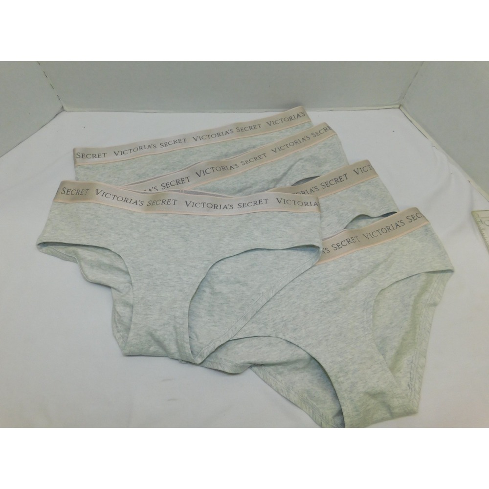 New
 5 Pairs Victorias Secret Hip Hugger Panties Grey Pink Band Medium